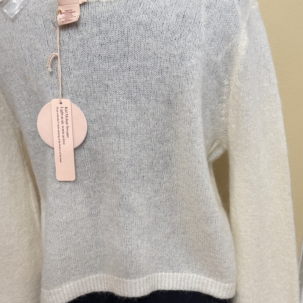 NWT  Camila Coelho White Knit delicate   mohair Cardigan  S - Picture 10 of 12